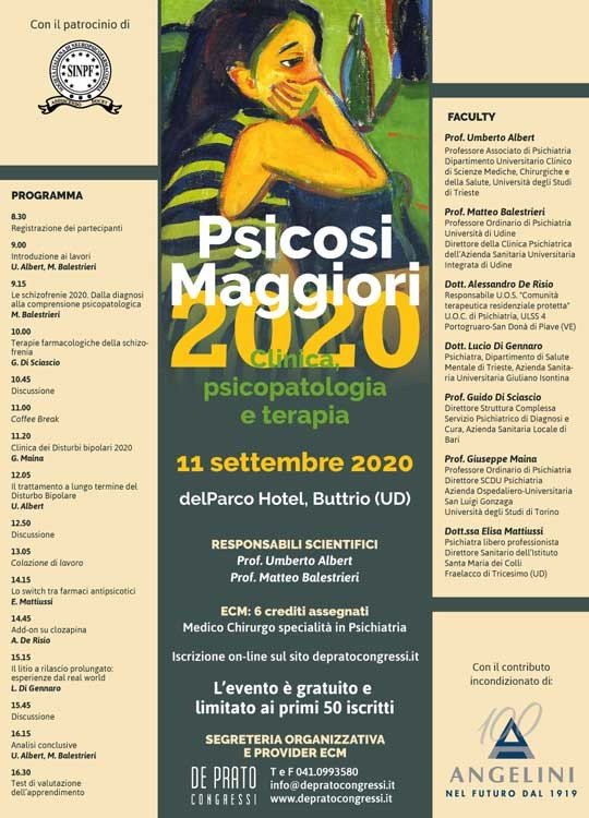 PSICOSI MAGGIORI 2020. CLINICA, PSICOPATOLOGIA E TERAPIAPOSTICIPATO A DATA DA DESTINARSI